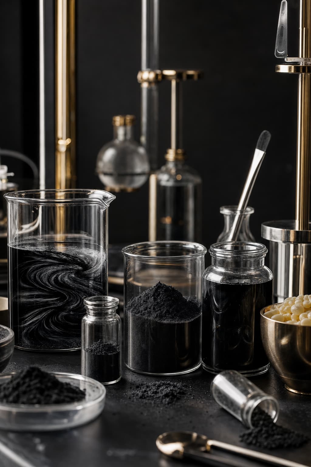 ظروف آزمایشگاهی حاوی مواد اولیه آرایشی